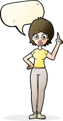 cartoon woman explaining her point with speech bubble