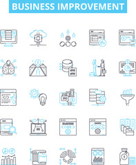 Business improvement vector line icons set. Optimization, Performance, Efficiency, Expansion, Streamlining, Automation, Simplification illustration outline concept symbols and signs