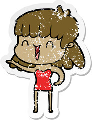 distressed sticker of a cartoon woman