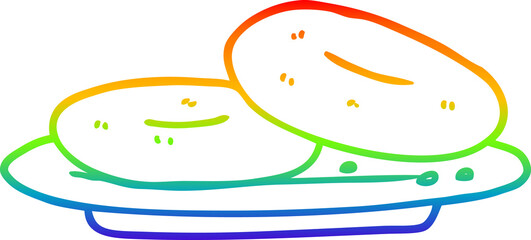 rainbow gradient line drawing cartoon donuts
