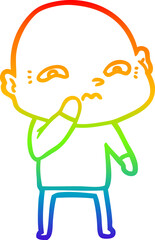 rainbow gradient line drawing cartoon nervous man