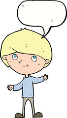 cartoon happy boy with speech bubble