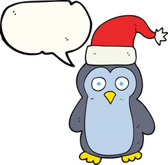 speech bubble cartoon christmas penguin