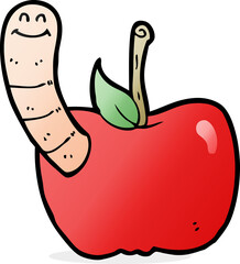 cartoon apple with worm