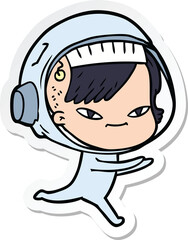 sticker of a cartoon astronaut woman