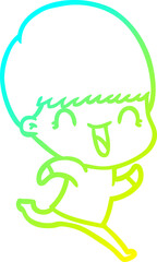 cold gradient line drawing happy cartoon boy