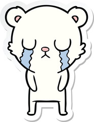 sticker of a crying polar bear cartoon