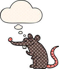 cartoon rat and thought bubble in comic book style