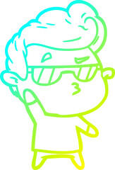 cold gradient line drawing cartoon cool guy