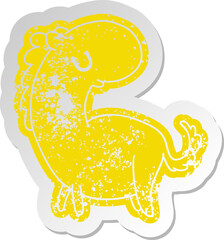 distressed old sticker kawaii of a cute horse