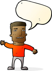 Fototapeta premium cartoon waving stressed man with speech bubble