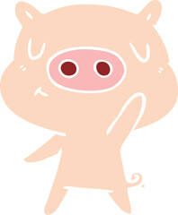 flat color style cartoon content pig