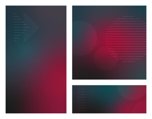 Fototapeta premium Set of abstract banners. Blue, red, magenta dark blur gradient design vectors