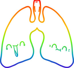 rainbow gradient line drawing cartoon lungs