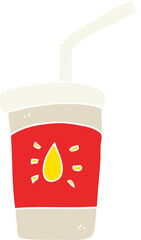 flat color illustration of a cartoon soda drink