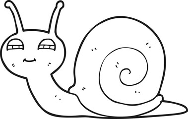 black and white cartoon cute snail