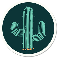 tattoo style sticker of a cactus