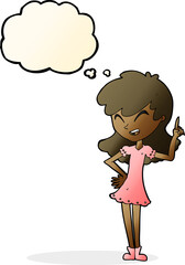 cartoon girl making point with thought bubble