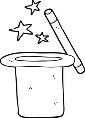 black and white cartoon magician's top hat