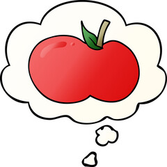 cartoon apple and thought bubble in smooth gradient style