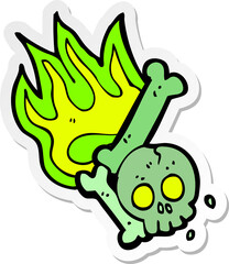 sticker of a cartoon halloween bone number