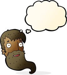 cartoon bearded man with thought bubble