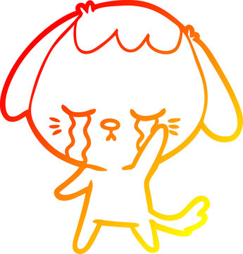 recommend clip art: warm gradient line drawing cartoon dog crying