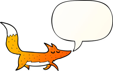 cartoon wolf and speech bubble in smooth gradient style