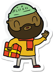 sticker of a cartoon bearded man