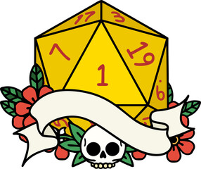 natural one d20 dice roll illustration