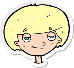 sticker of a cartoon smug looking boy