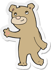 Plakat sticker of a cartoon happy waving bear