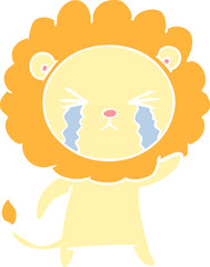 flat color style cartoon crying lion