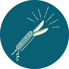 icon of tattoo style folding knife