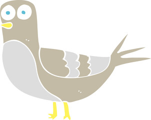 flat color illustration of a cartoon pigeon
