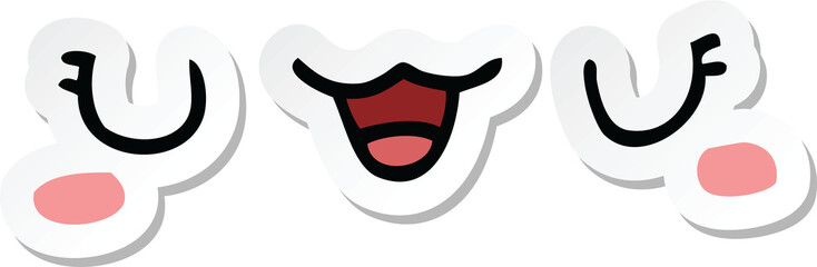 sticker of a cute cartoon face