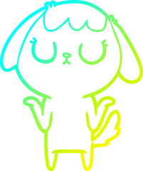 cold gradient line drawing cute cartoon dog