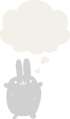 cartoon rabbit and thought bubble in retro style