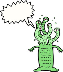 cartoon monster with speech bubble