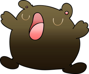 quirky gradient shaded cartoon singing bear