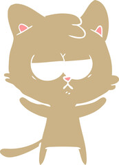 bored flat color style cartoon cat