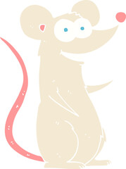 flat color illustration of a cartoon happy mouse
