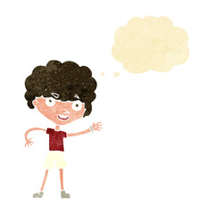 cartoon sporty person with thought bubble