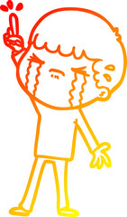 warm gradient line drawing cartoon man crying