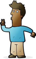 cartoon man signaling with hand