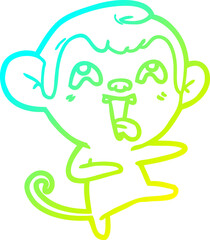 cold gradient line drawing crazy cartoon monkey