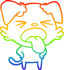 rainbow gradient line drawing cartoon disgusted dog