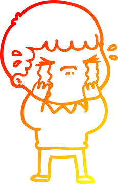 recommend clip art: warm gradient line drawing cartoon man crying