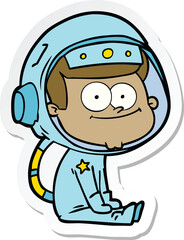 sticker of a happy astronaut cartoon