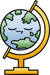 gradient shaded cartoon globe of the world